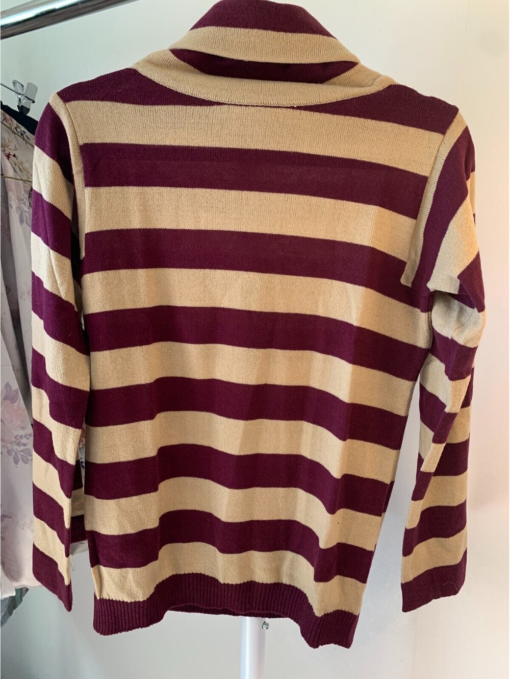 Vintage 70s Sweater Women's Medium  Striped Long Sleeve Turtleneck